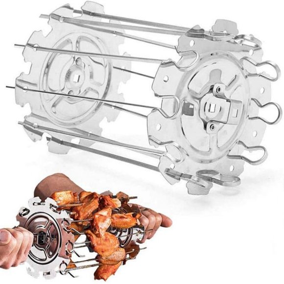 BBQ Steel Metal Roaster Rotisserie Skewers Needle Cage Oven Rotisserie Motor - Picture 6 of 15